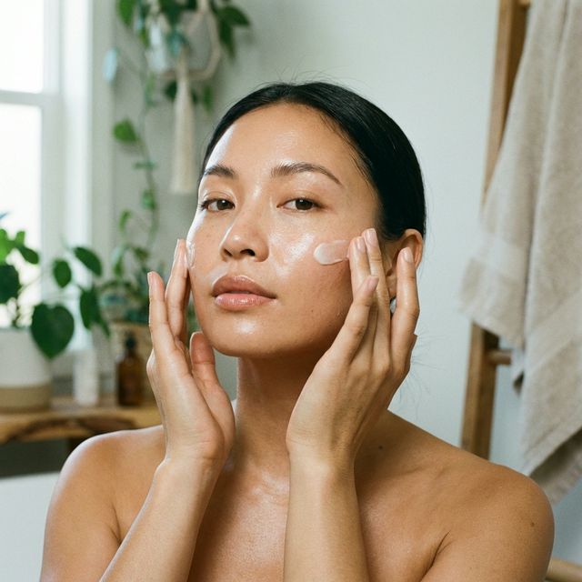 Woman applying cream